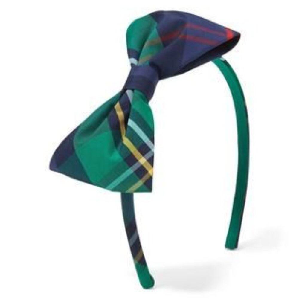 Janie and Jack Plaid Bow Headband, NWT -